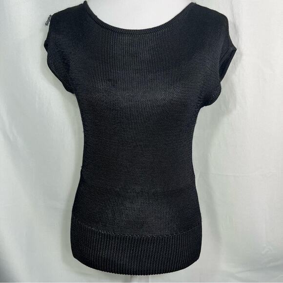 Ann Taylor Black Knit Ribbed Blouse XS - Picture 9 of 13